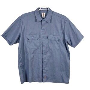 Dickie's Authentic Workwear Men’s XL Blue Short Sleeve Button Up Shirt